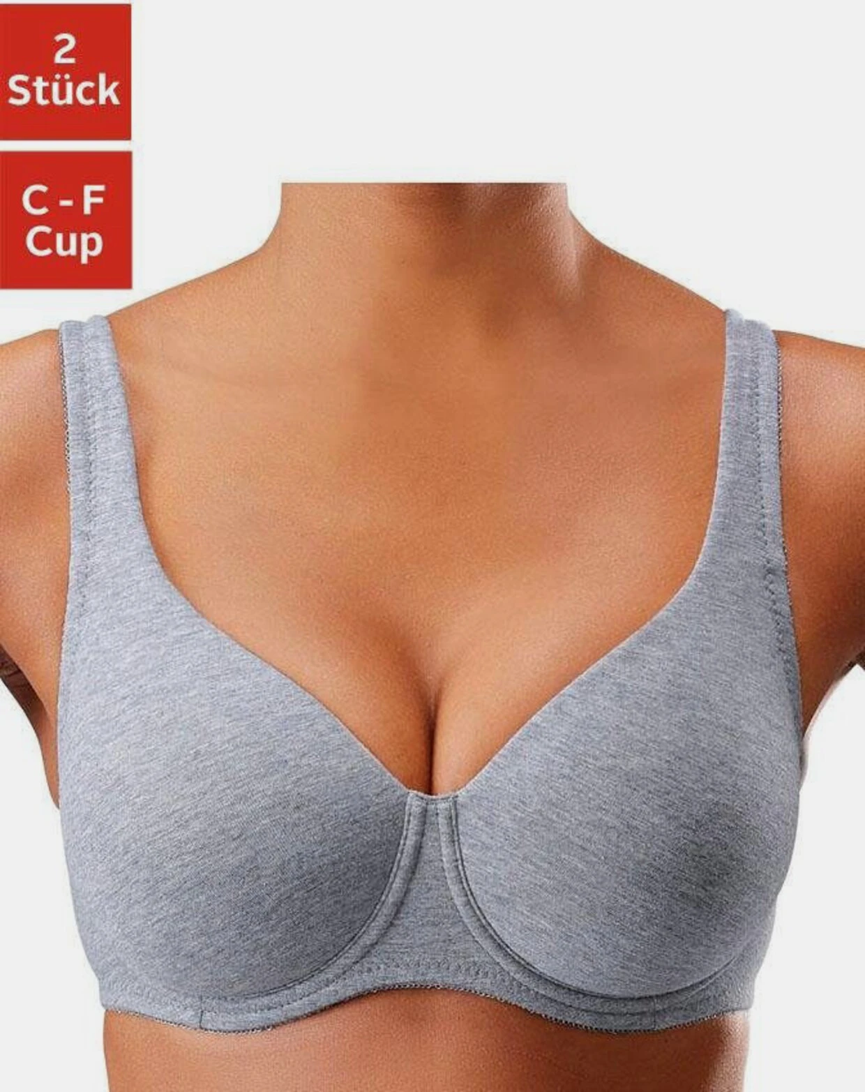 Petite Fleur Minimizer-BH In Grau-meliert+weiß