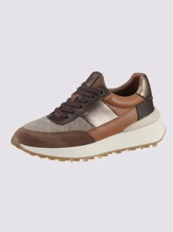 Heine Sneaker In Cognac-taupe-gemustert
