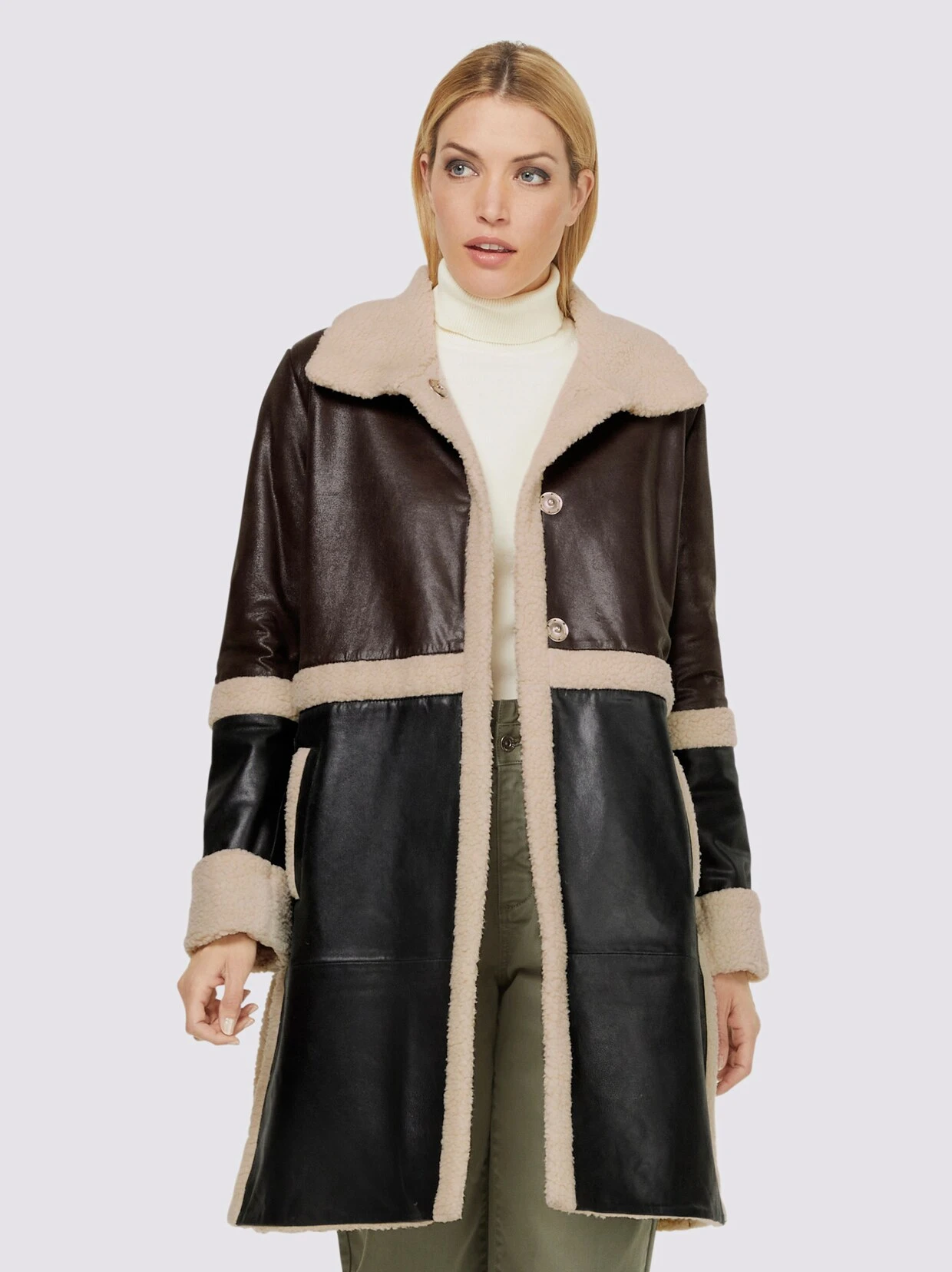 Heine Leder-Mantel In Schwarz-schoko – Bild 2