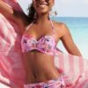 Sunseeker Bügel-Bandeau-Bikini-Top In Rosa-bedruckt