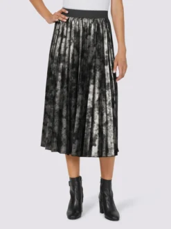 Heine Plissee-Rock In Schwarz-metallicfarben-bedruckt