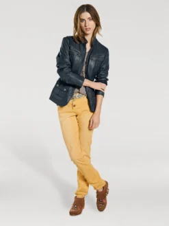 Heine Leder-Jacke In Marine