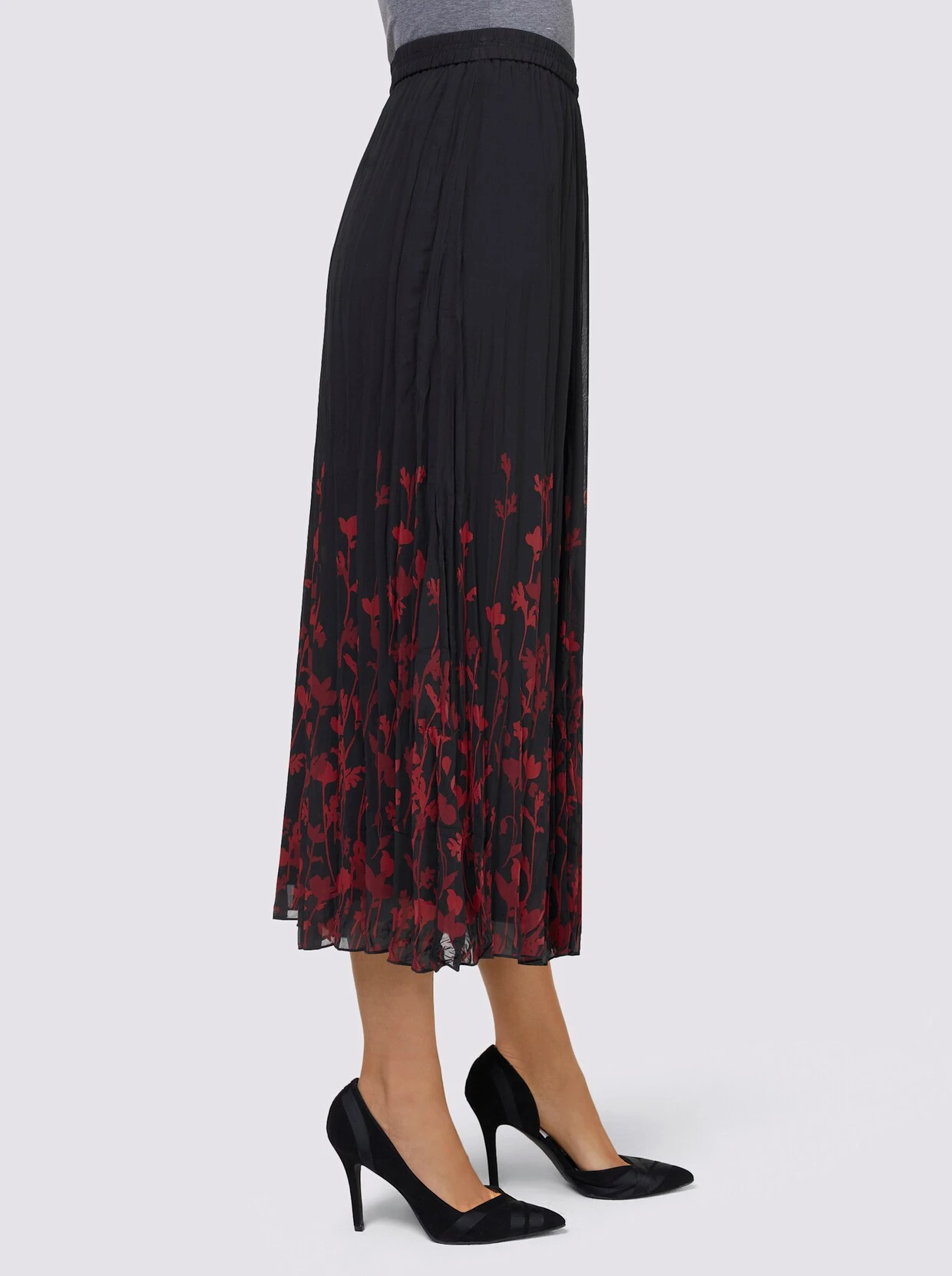 Plisseerock In Schwarz-kirsche-bedruckt – Bild 2