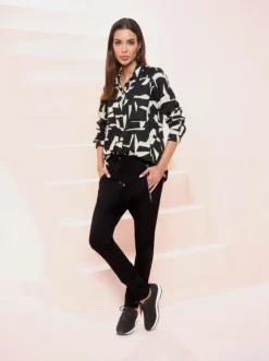 Heine Druckbluse In Schwarz-champagner-gemustert