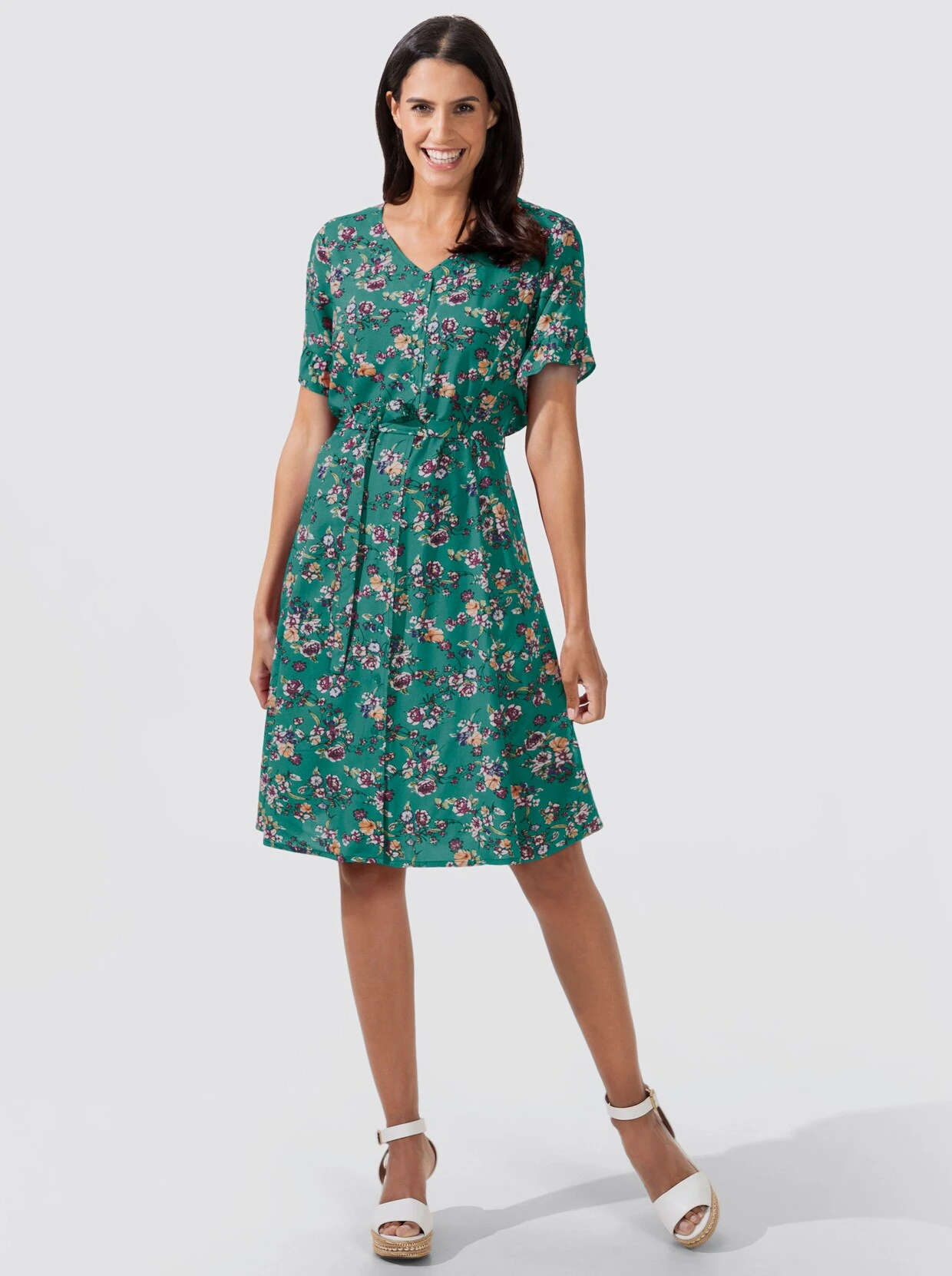 A-Linien-Kleid In Smaragd-gemustert – Bild 3