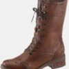 Mustang Shoes Schnürstiefel In Cognac-used