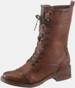 Mustang Shoes Schnürstiefel In Cognac-used