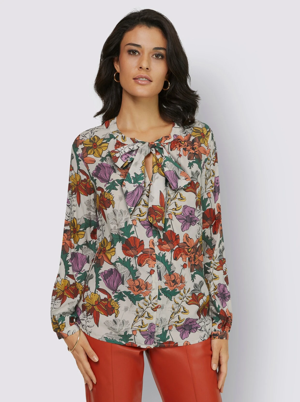 Seidenbluse In Champagner-rostrot-bedruckt – Bild 2