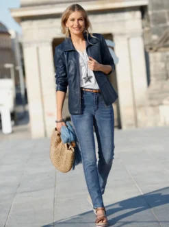 Mainpol Lederjacke In Rauchblau