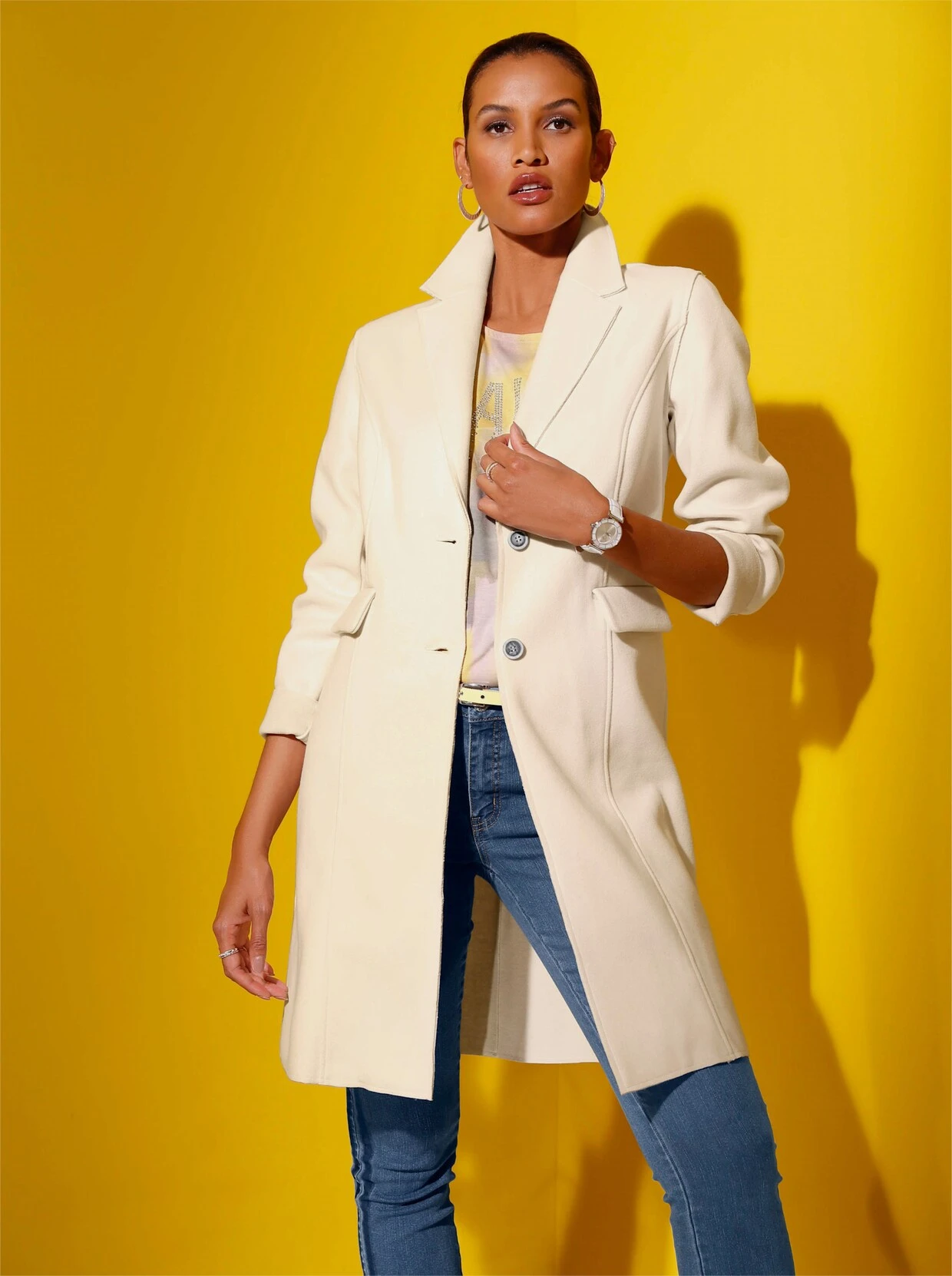 Mantel In Champagner-meliert