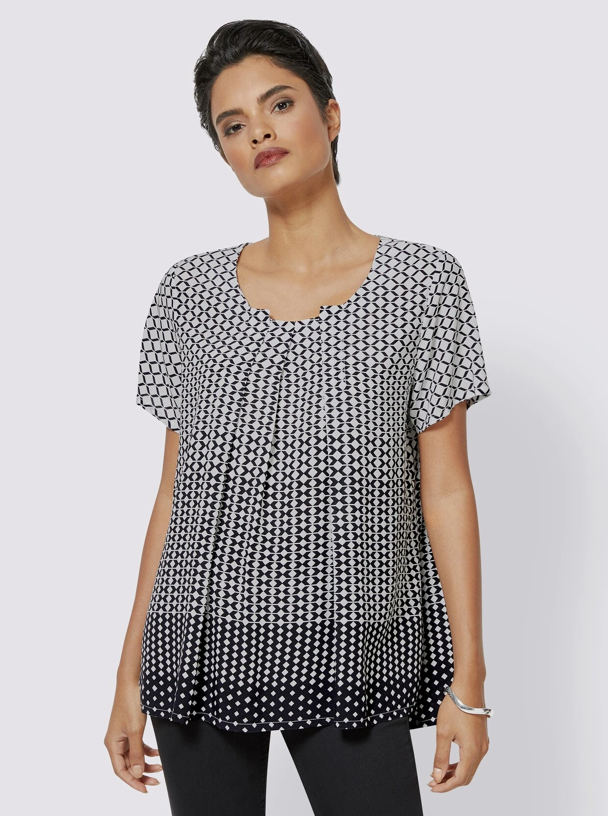 Kurzarmbluse In Schwarz-weiß – Bild 2