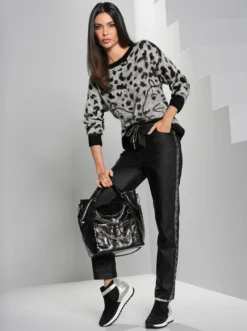 Heine Pullover In Schwarz-ecru-gemustert