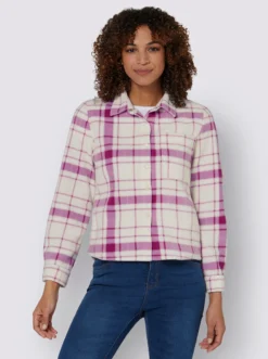 Fleecejacke In Orchidee-champagner-kariert