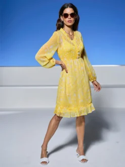 Heine Druck-Kleid In Zitrone-ecru-bedruckt