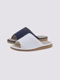 Pantoffel In Weiß + Marine