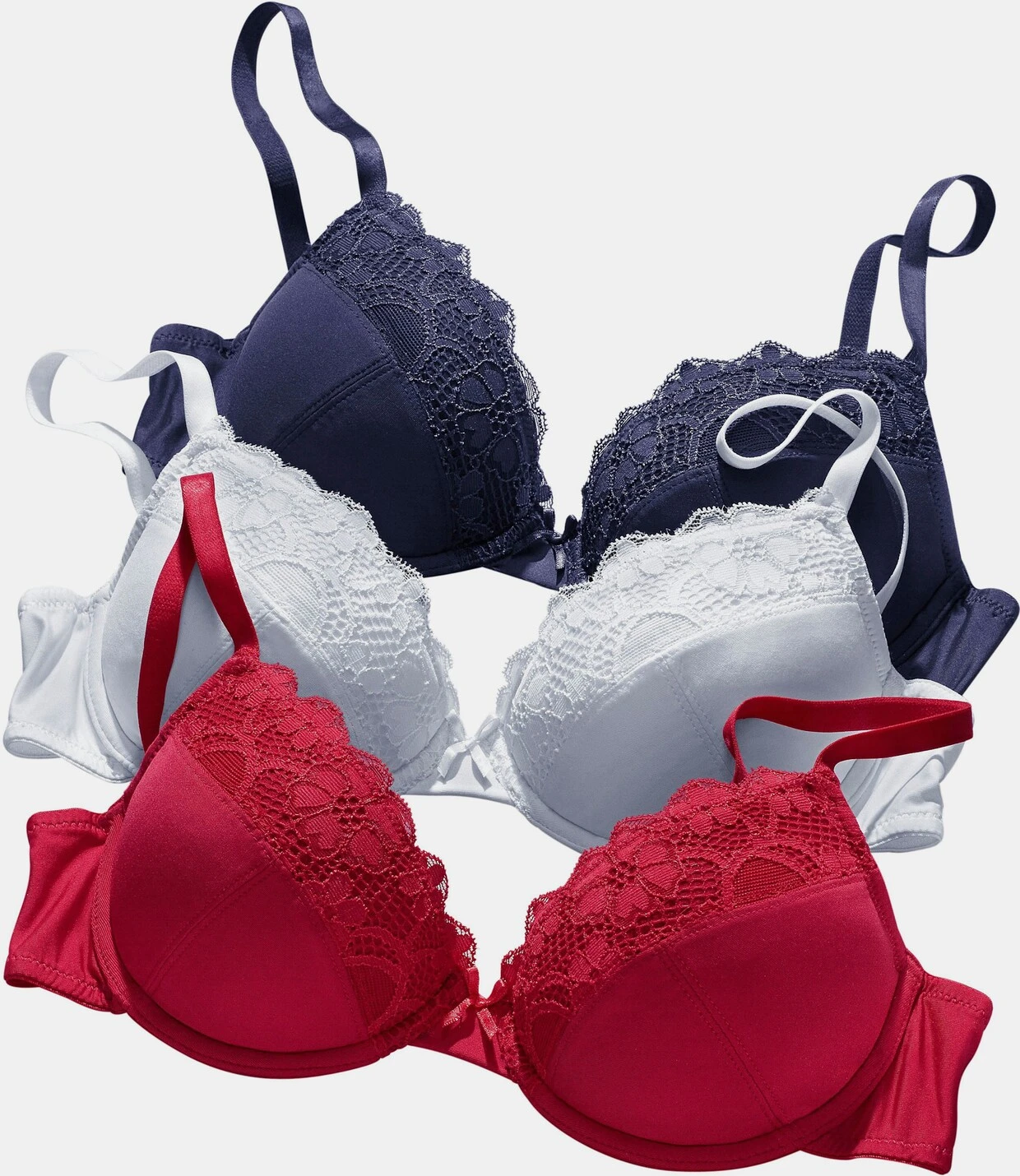 Petite Fleur Push-up-BH In Rot+marine+weiß – Bild 3