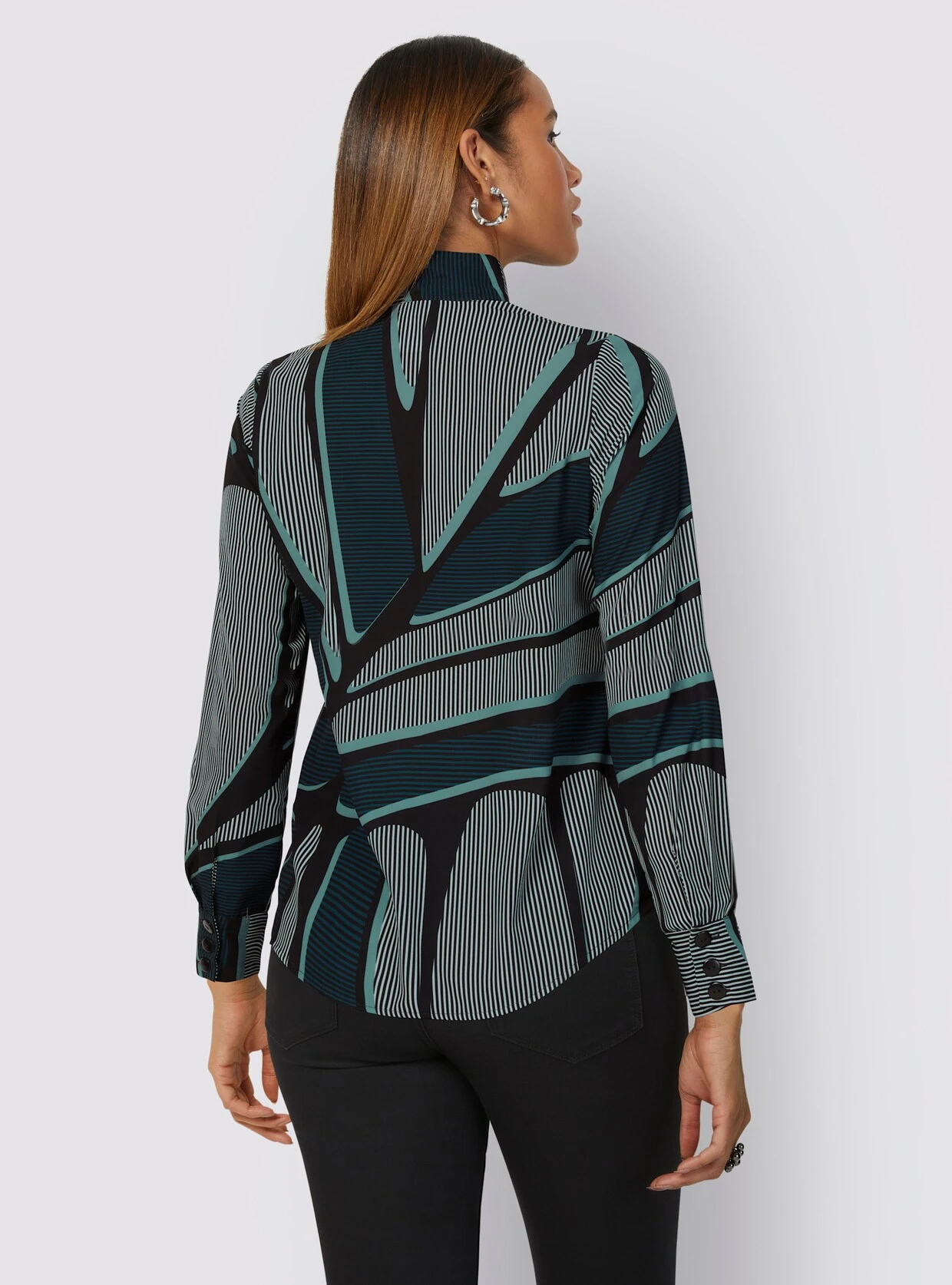 Bluse In Ecru-jade-bedruckt – Bild 3