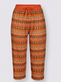 Wäschepur Capri-Hose In Rostrot-smaragd-bedruckt