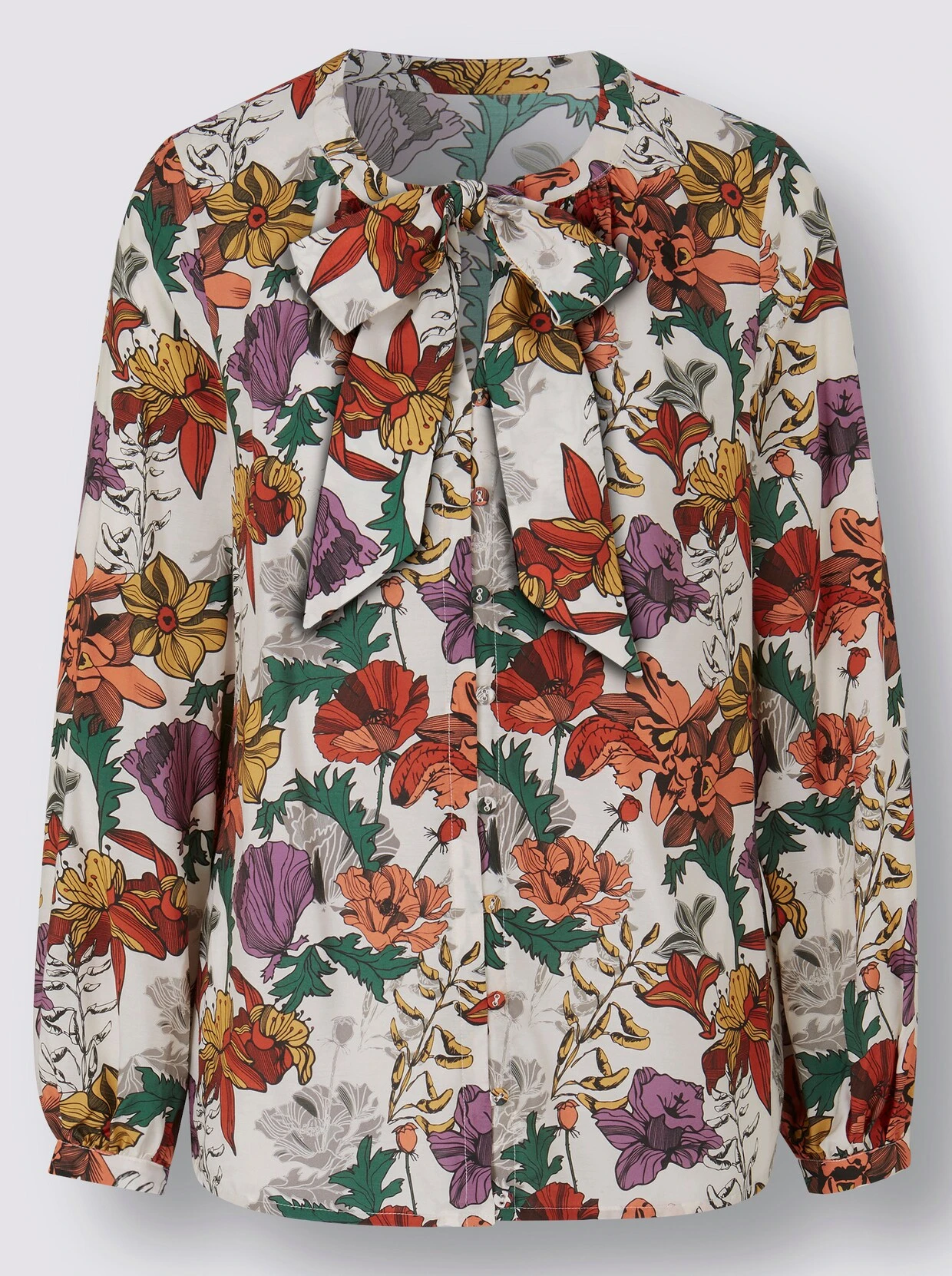 Seidenbluse In Champagner-rostrot-bedruckt – Bild 4