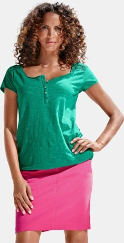 Heine Rundhals-Shirt In Grün