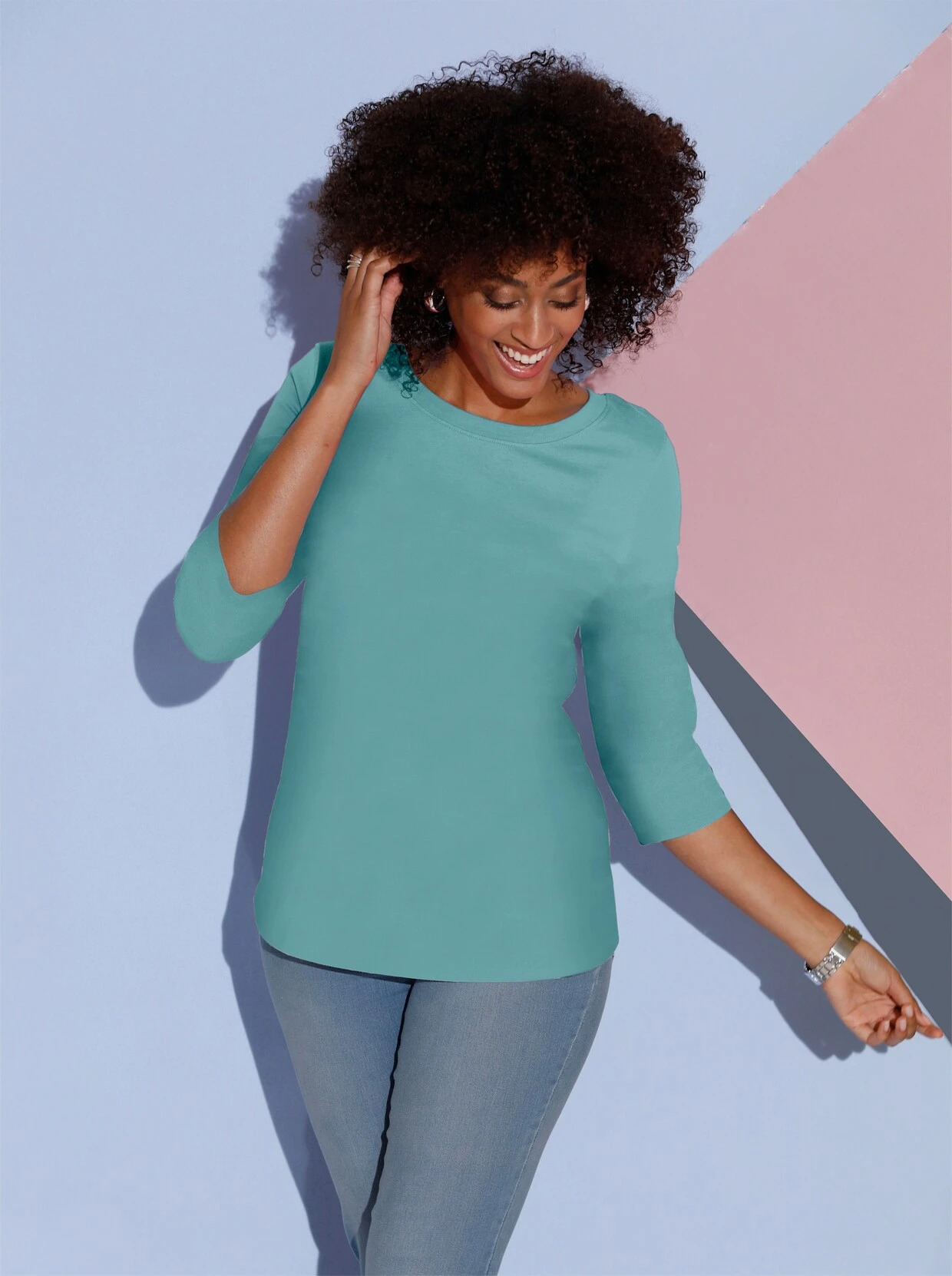 Rundhalspullover In Aqua – Bild 2