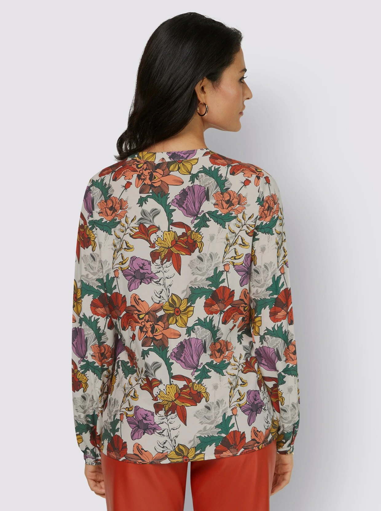 Seidenbluse In Champagner-rostrot-bedruckt – Bild 3