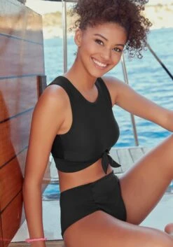 Venice Beach Highwaist-Bikini-Hose In Schwarz