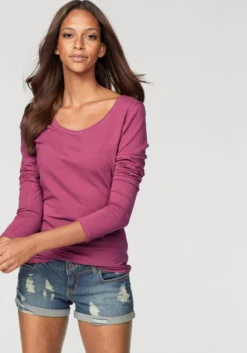 Vivance Langarmshirt In Beere, Navy