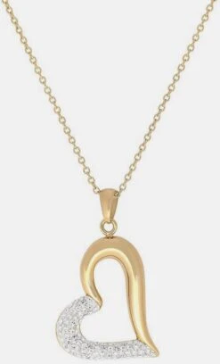 Firetti Herzkette In Gelbgoldfarben-weiß-kristallweiß