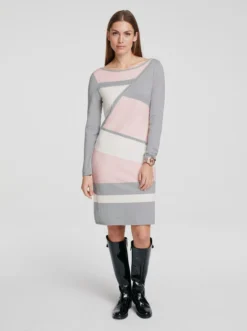 Heine Strickkleid In Graphit-ecru