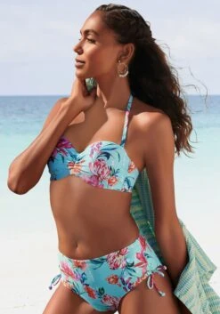 Sunseeker Bügel-Bandeau-Bikini-Top In Hellblau-bedruckt