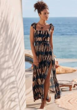 Buffalo Maxikleid In Marine-bedruckt