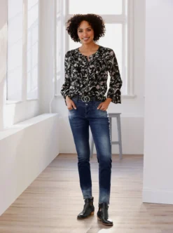 Heine Druckbluse In Schwarz-bedruckt