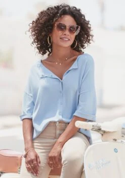 Vivance Kurzarmpullover In Hellblau