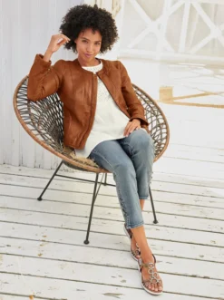 Heine Leder-Jacke In Cognac