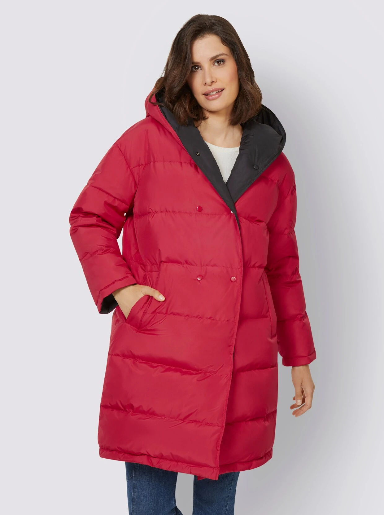 Heine Wende-Mantel In Rot-schwarz – Bild 3