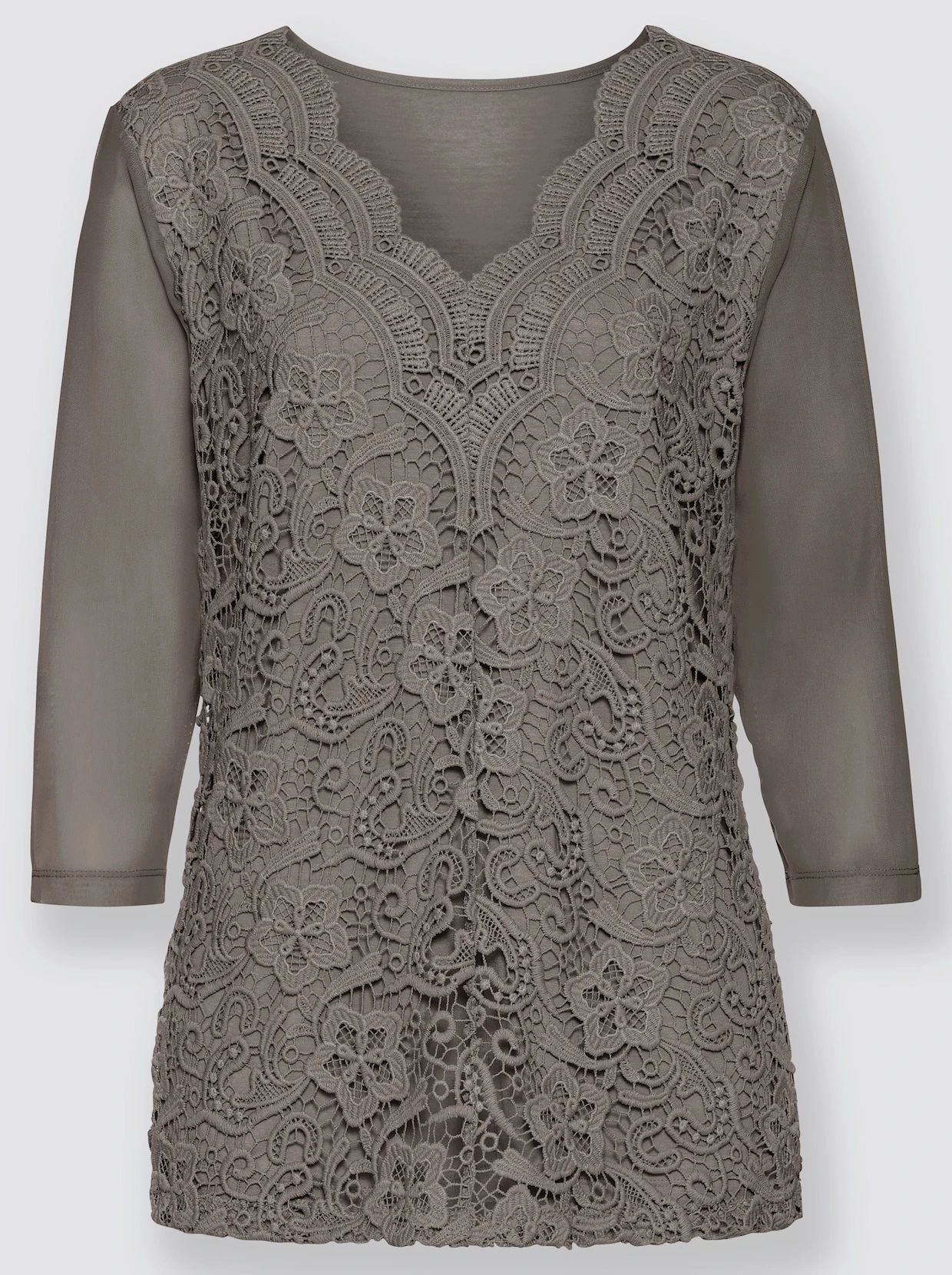 Spitzenshirt In Taupe – Bild 2