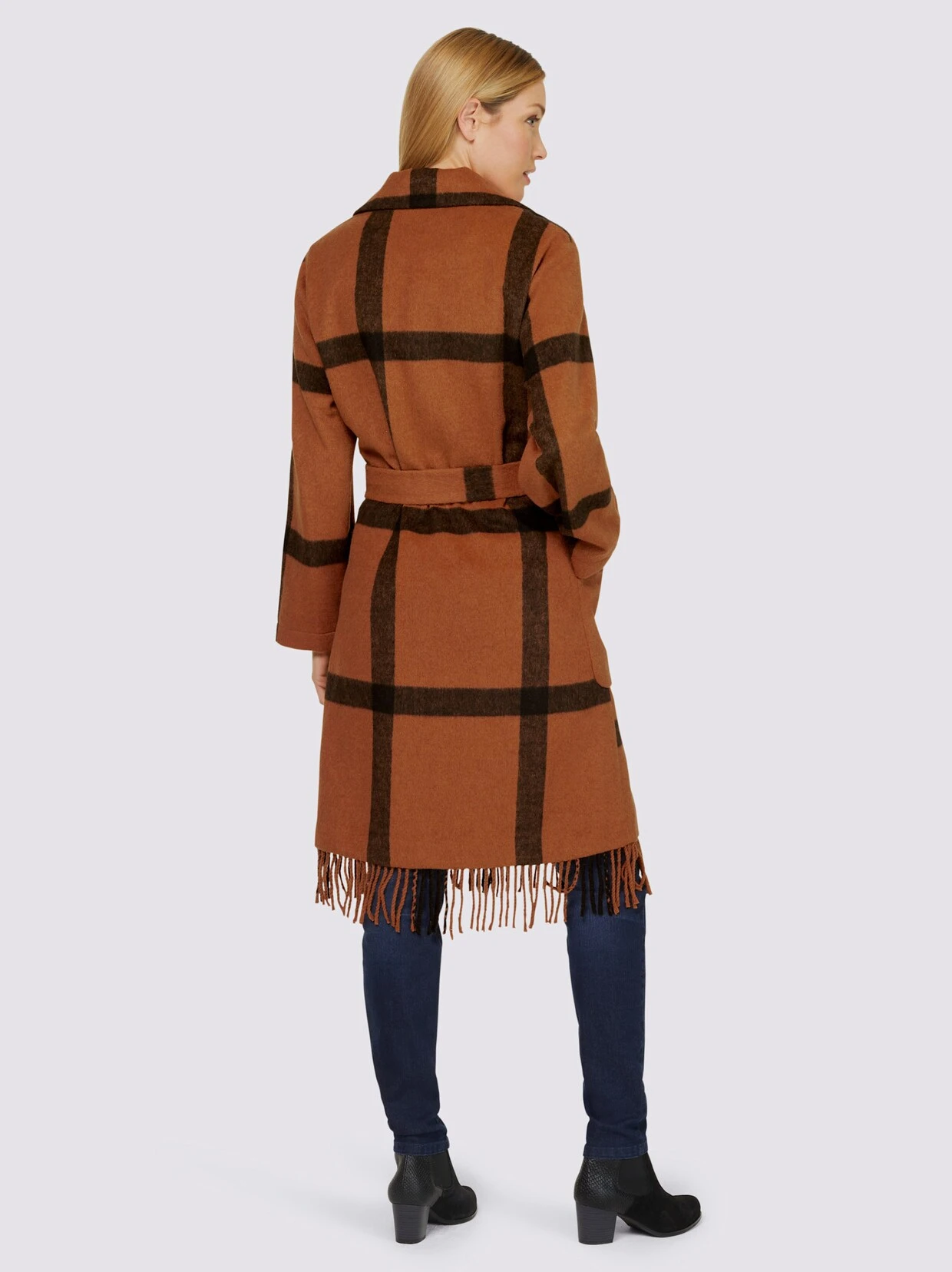 Heine Mantel In Cognac-schwarz-kariert – Bild 3