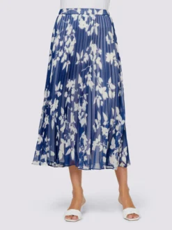 Heine Druck-Rock In Royalblau-weiß-bedruckt