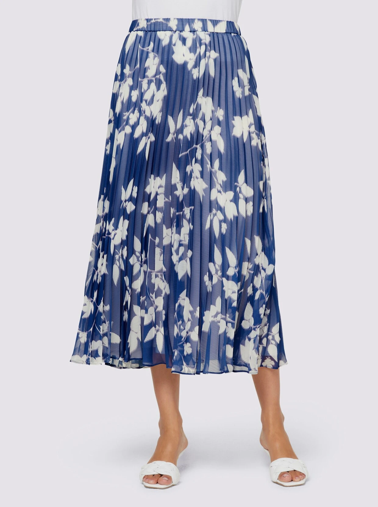 Heine Druck-Rock In Royalblau-weiß-bedruckt