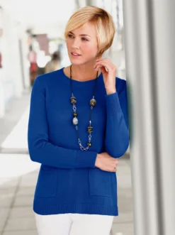 Rundhalspullover In Royalblau