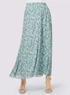 A-Linien-Rock In Kalkmint-ecru-bedruckt