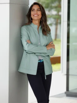 Lederimitatjacke In Kalkmint