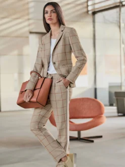 Heine Blazer In Ecru-sesam-kariert