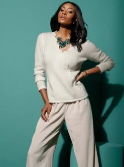 Langarm-Pullover In Ecru