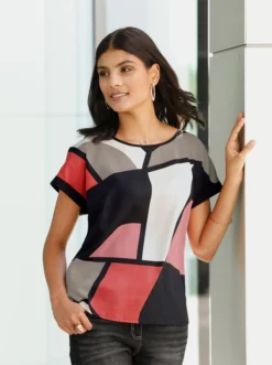 Tunika In Grapefruit-gemustert