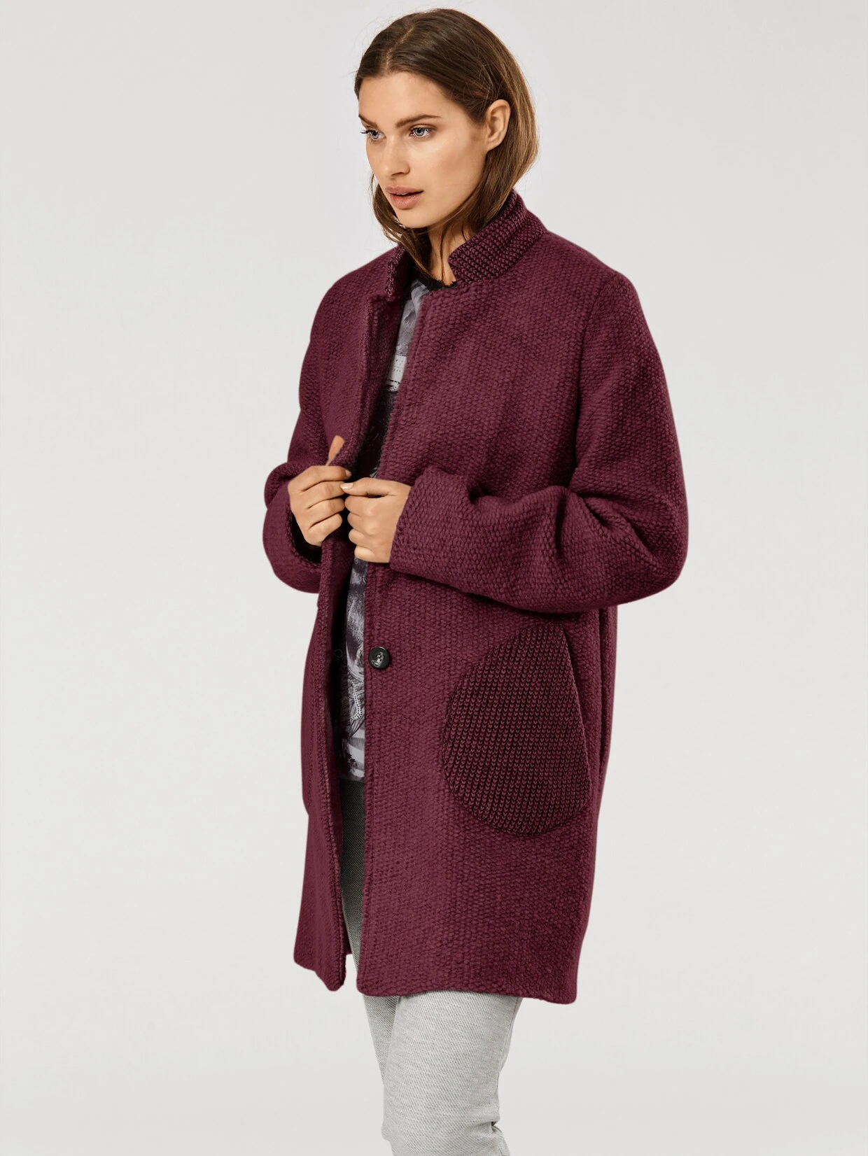 Heine Kurzmantel In Bordeaux – Bild 2