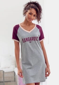 KangaROOS Bigshirt In Bordeaux-grau-meliert