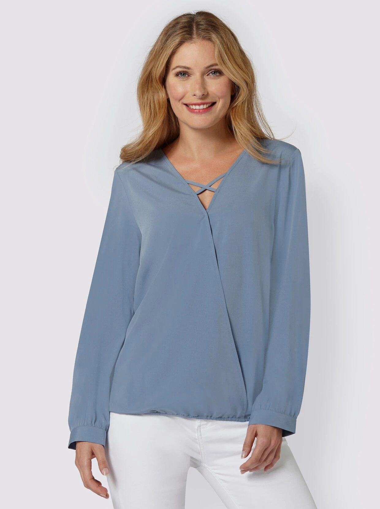 Schlupfbluse In Rauchblau – Bild 2