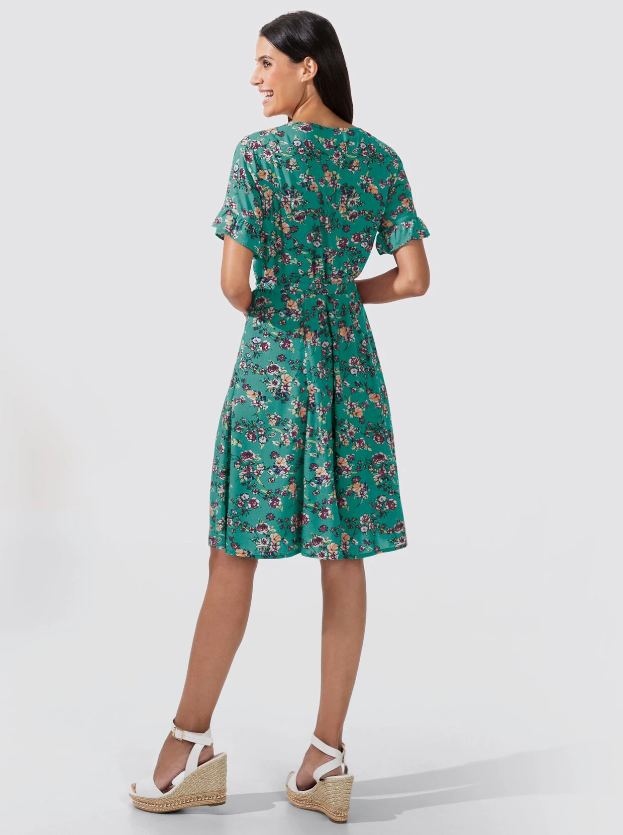 A-Linien-Kleid In Smaragd-gemustert – Bild 4